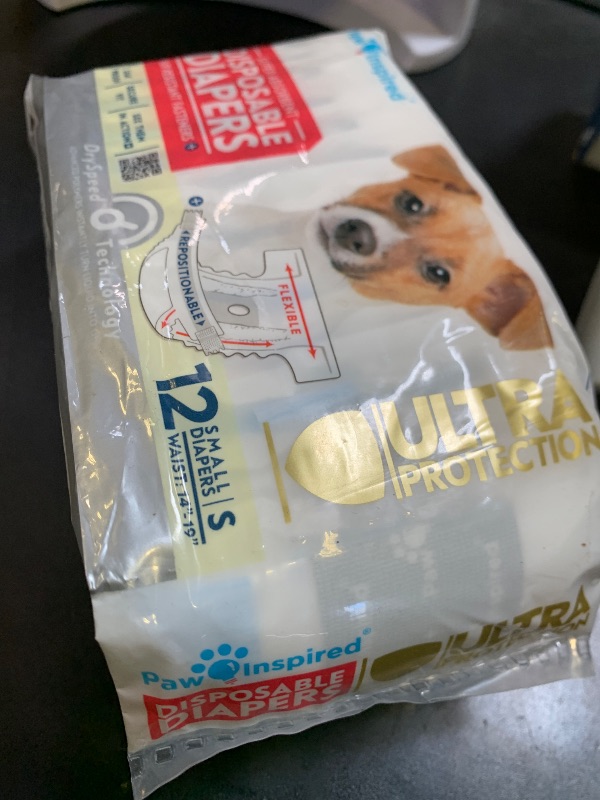 Photo 1 of Paw Inspired Disposable Dog Diapers | Female Dog Diapers Ultra Protection | Diapers for Dogs in Heat, Excitable Urination, or Incontinence (12 Count, Small)