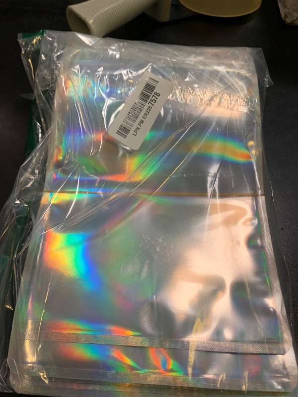 Photo 1 of 50 Pack 6x9 Inch Holographic Resealable Mylar Bags, Smell Proof Foil Pouches for Food Storage, Jewelry, Cosmetics, Party Favor, Small Business Packaging – Durable Odor-Proof and Ziplock Design