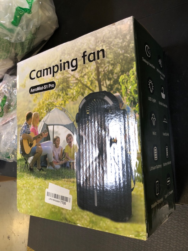 Photo 1 of Misting Fan Portable 42800mAh Rechargeable Camping Fan with Remote Control, 3 LED Light & Stepless Speed Control & Cooling Spray with 6L Bucket, Timer Function, Portable Handle, Rotating Hanging Hook