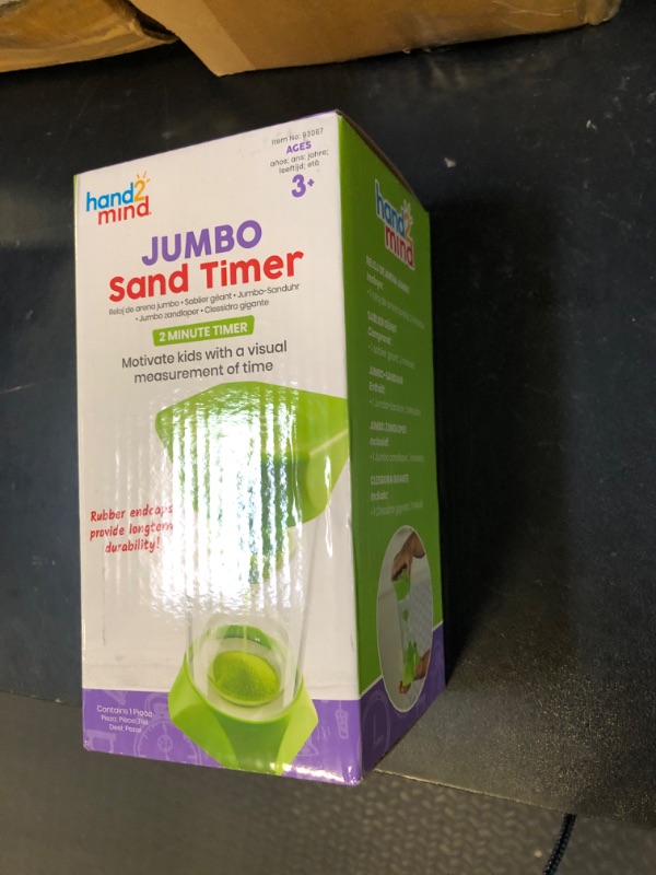 Photo 1 of hand2mind Green Jumbo Sand Timers, 2 Minute Sand Timer, Hourglass Sand Timer with Soft Rubber End Caps Offers Quiet Pausing, Classroom Sand Timers for Kids, Teeth Brushing and Game Timer (Set of 1)