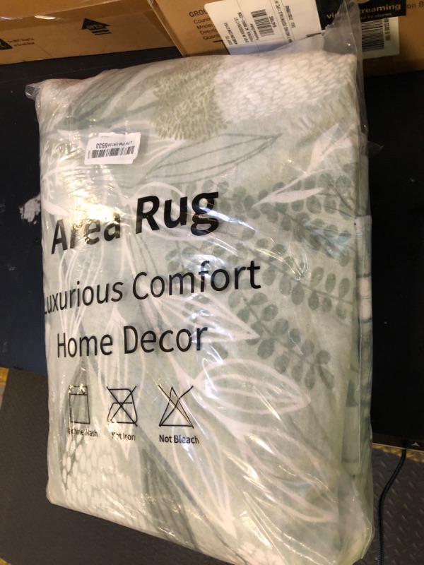 Photo 1 of Anidaroel Sage Green Botanical Washable Rugs 5x7, Non-Slip Large Area Rug for Living Room, Soft Modern Rugs for Bedroom Aesthetic, Stain Resistant Dining Room Mat Carpet for Dorm Playroom
