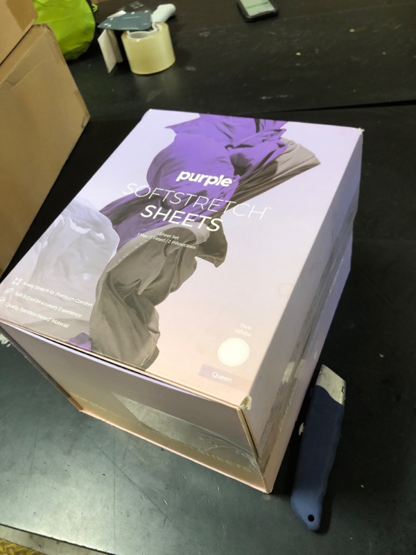 Photo 1 of Purple SoftStretch Sheets, Queen Size, Rayon Blend, Moisture-Wicking, Morning Mist, Fits Other Mattresses, Stretch for Adaptive Support