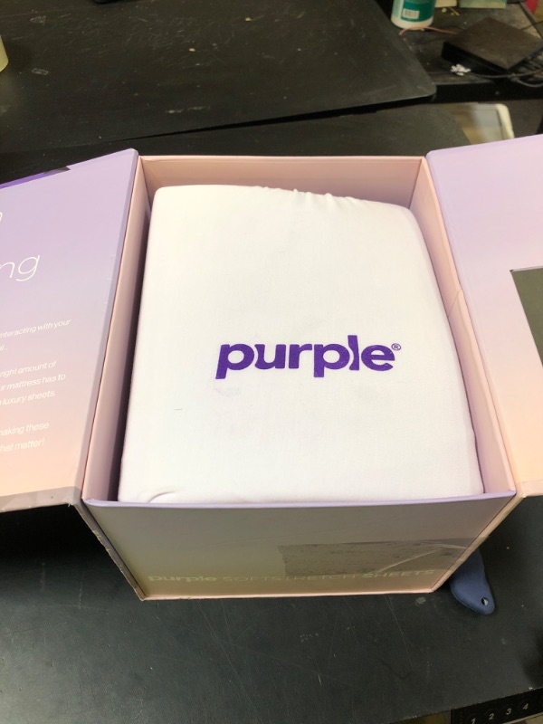 Photo 1 of Purple SoftStretch Sheets, Queen Size, Rayon Blend, Moisture-Wicking, Morning Mist, Fits Other Mattresses, Stretch for Adaptive Support