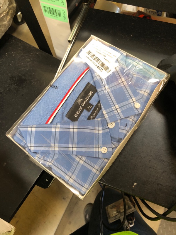 Photo 1 of Alimens & Gentle Men's Plaid Button Down Shirts Cotton Long Sleeve Dress Shirts Regular Fit Gingham Shirts XL
