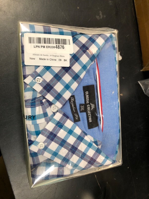 Photo 1 of Alimens & Gentle Men's Plaid Button Down Shirts Cotton Long Sleeve Dress Shirts Regular Fit Gingham Shirts 3XL