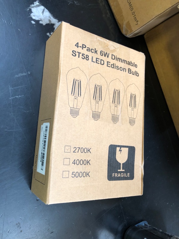 Photo 1 of PARTPHONER LED Light Bulbs Dimmable Vintage Edison Bulb, E26 LED Bulb 60W Equivalent 720 Lumens, Warm White 2700K, ST58 Antique LED Filament Bulb CRI 85+, Clear Glass, Pack of 4