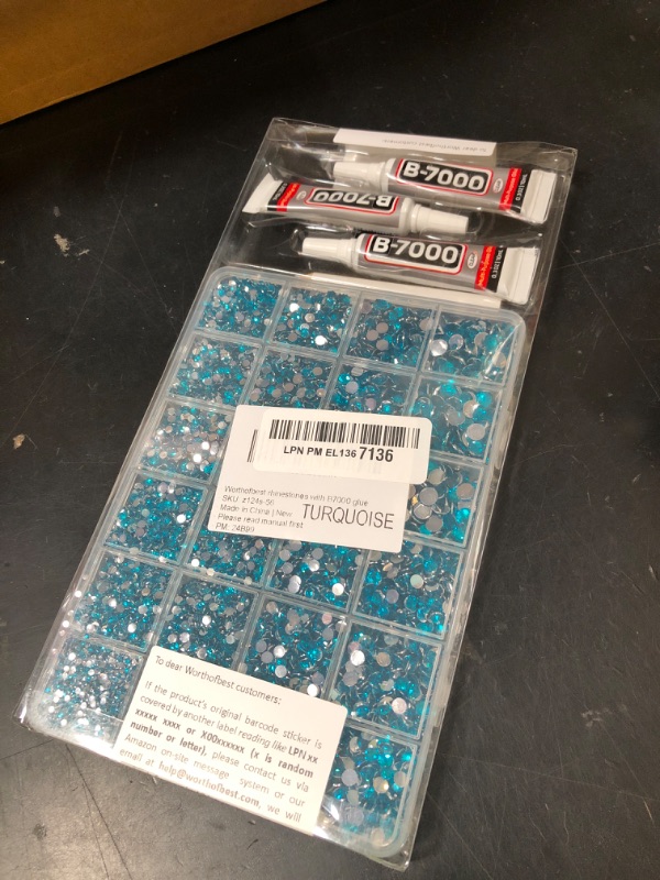 Photo 1 of 30000Pcs Resin Rhinestones Set for Crafting Bedazzling, Teal Flatback Gems Jewels for Crafts Clothes Shoes Fabric Outfit Nails Makeup, Flat Back Crystal 2-6mm with b 7000 Glue