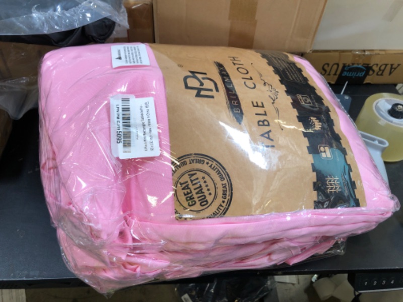 Photo 1 of BRILLMAX 6 Pack Pink Tablecloths for 6 Foot Rectangle Tables 90 x 132 Inch - 6ft Rectangular Bulk Linen Polyester Fabric Washable Cloth Cover for Wedding Reception Banquet Birthday Party