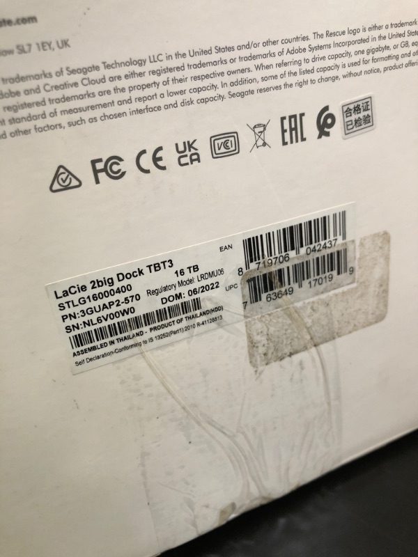 Photo 1 of LaCie 2big Dock RAID 16TB External HDD - Thunderbolt and USB4 Compatibility, Data Recovery (STLG16000400)