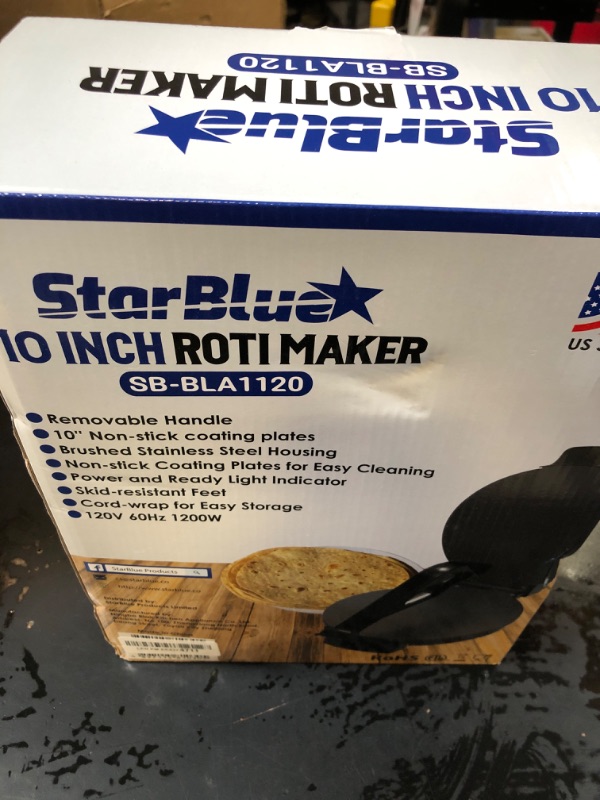 Photo 1 of 10inch Roti Maker by StarBlue with FREE Roti Warmer and Removable Handle - The automatic Stainless Steel Non-Stick Electric machine to make Indian style Chapati, Tortilla, Roti AC 110V 50/60Hz 1200W