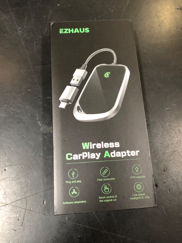 Photo 1 of EZHAUS Wireless CarPlay Adapter, 2025 Upgraded Plug & Play Convert Wired to Wireless for iPhone, Low Latency Car Play Adapter Wired CarPlay to Wireless, Mini Car Play Dongle for iOS 10+(Black Gray)