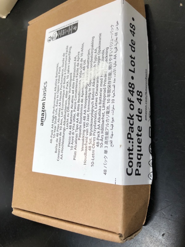 Photo 1 of Amazon Basics 48-Pack AA Alkaline High-Performance Batteries, 1.5 Volt, 10-Year Shelf Life