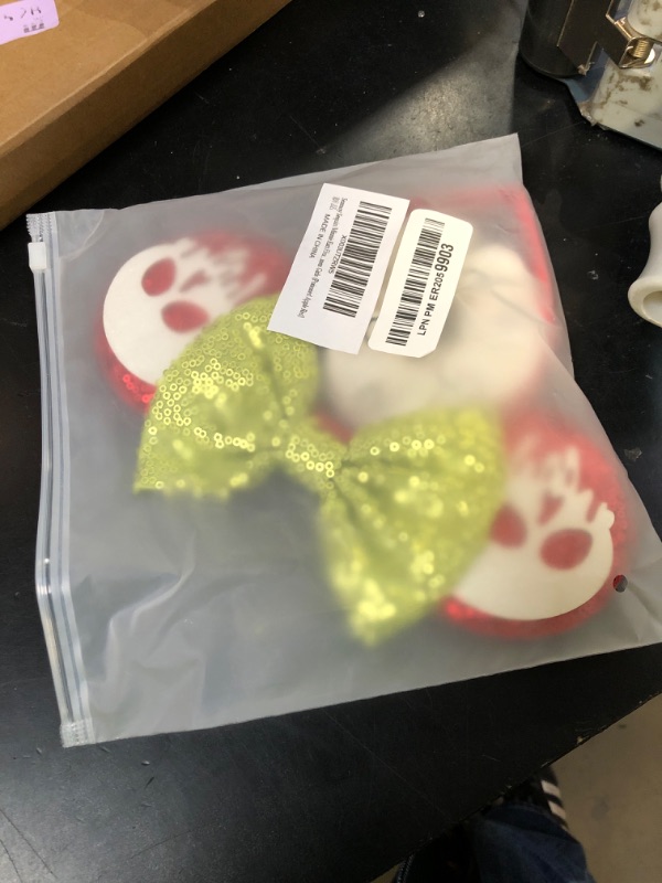 Photo 1 of Seamoy Sequin Mouse Ears Headband,Halloween Mice Ears Hairband, Halloween Park ears Princess, Sparkle Ghost Mouse Ears Hair Accessory(Ponision Apple Red)