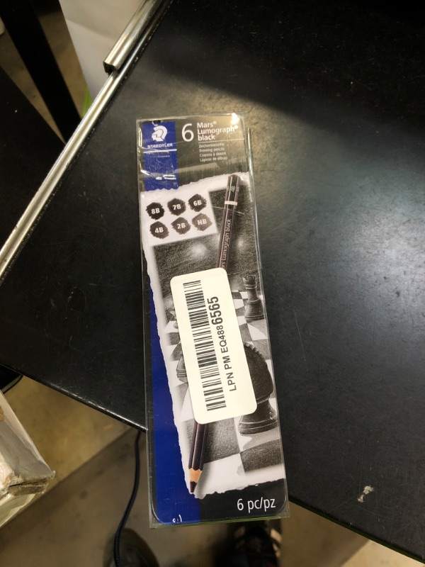 Photo 1 of Staedtler Mars Lumograph Black Artist Wooden Lead Pencil - Box of 6 (8B 7B 6B 4B 2B HB) in Metal Box- with Tub 2-Hole Sharpener and Free Eraser