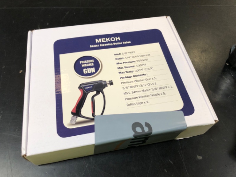 Photo 1 of MEKOH Short Pressure Washer Gun with Swivel, 5000 PSI High Power Washer Spray Gun, 10 GPM Foam Gun with 3/8" Quick Connect, M22-14mm for Extension Wand, Hose, Pressure Washer Handle with 5 Nozzle Tips