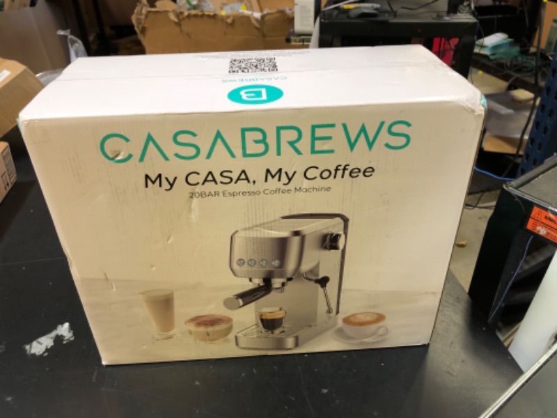 Photo 1 of CASABREWS 3700 Essential Espresso Machine 20 Bar, Stainless Steel Cappuccino & Latte Machine with Steam Frother for Home, 43.9oz Water Tank, Silver