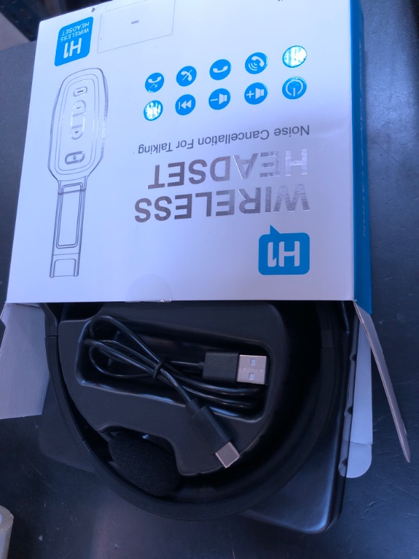 Photo 1 of LEAYU Bluetooth Headset, 60hrs Noise Canceling V5.2 Over Head Headphones, Single Ear Trucker Wireless Headset with Mic, Mute Button, Multipoint, for Phones PC Computer Truck Driver Office Work - Black