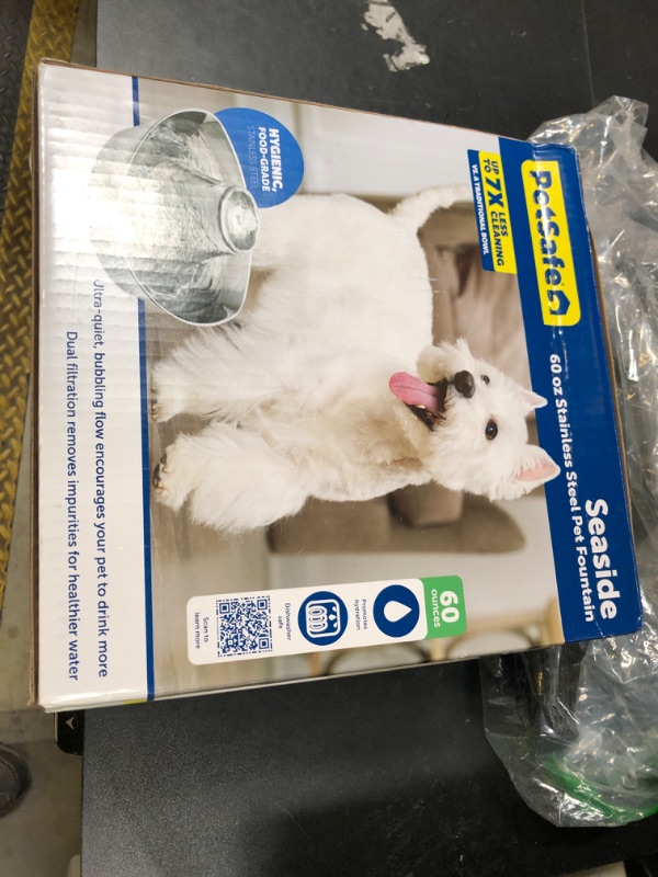 Photo 1 of PetSafe Seaside Stainless Pet Fountain - Encourages Hydration - Dual Filtration Removes Odors - Compact Design - Rust Resistant Material - Quiet Motor -