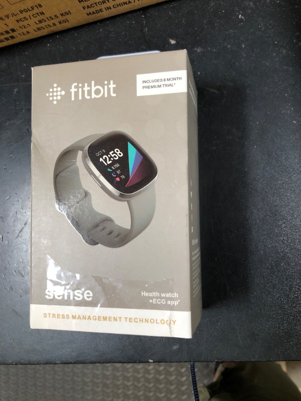 Photo 1 of Fitbit Sense Advanced Smartwatch with Tools for Heart Health, Stress Management & Skin Temperature Trends, Sage Grey/Silver, One Size (S & L Bands Included)