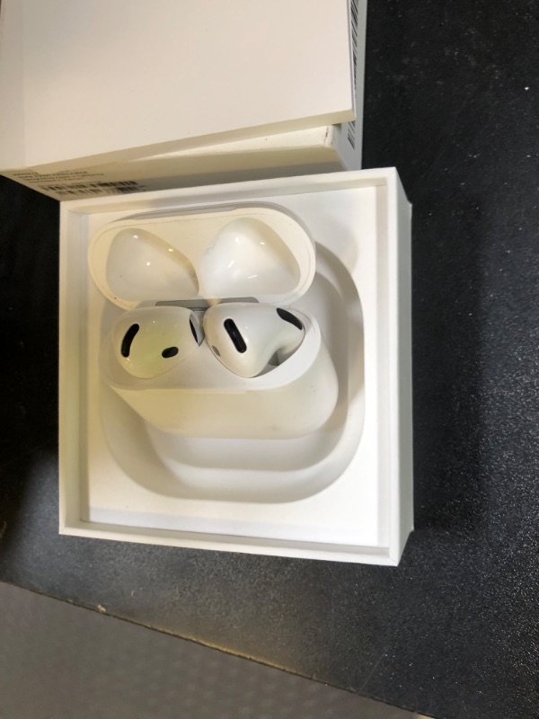 Photo 1 of Apple AirPods 4 Wireless Earbuds, Bluetooth Headphones, Personalized Spatial Audio, Sweat and Water Resistant, USB-C Charging Case, H2 Chip, Up to 30 Hours of Battery Life, Effortless Setup for iPhone