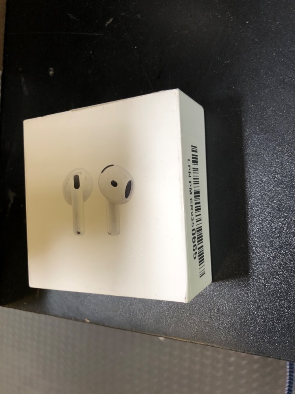 Photo 1 of Apple AirPods 4 Wireless Earbuds, Bluetooth Headphones, Personalized Spatial Audio, Sweat and Water Resistant, USB-C Charging Case, H2 Chip, Up to 30 Hours of Battery Life, Effortless Setup for iPhone