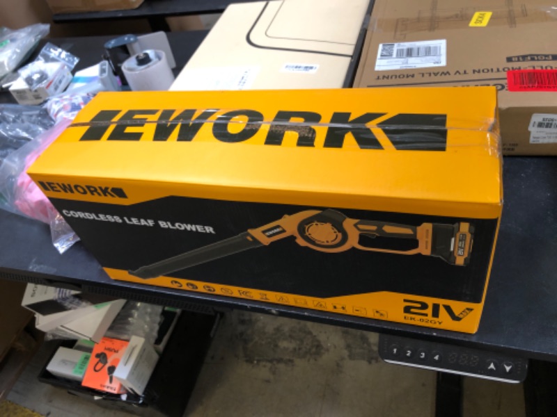 Photo 1 of EWORK Mini Cordless Leaf Blower Up to 200 MPH 21V Small Electric Leaf Blower Cordless with Battery and Charger, 3 Speed Modes, Compact Battery Powered Leaf Blowers for Lawn Care
