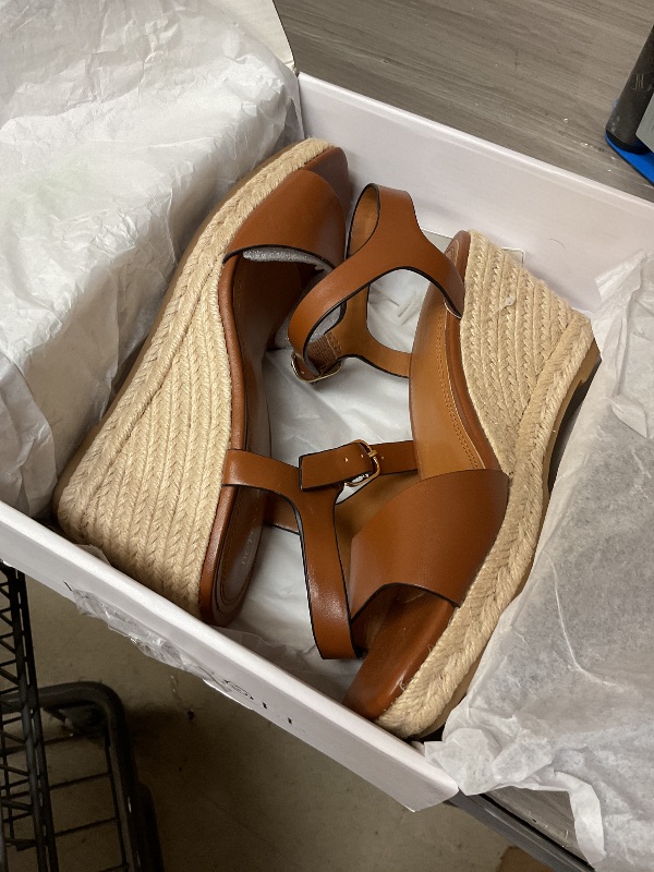 Photo 1 of BCTEX COLL Women's Brown Platform Wedge Espadrilles Sandals Comfortable Open Toe Ankle Strap Summer Casual Shoes, Size 9.5