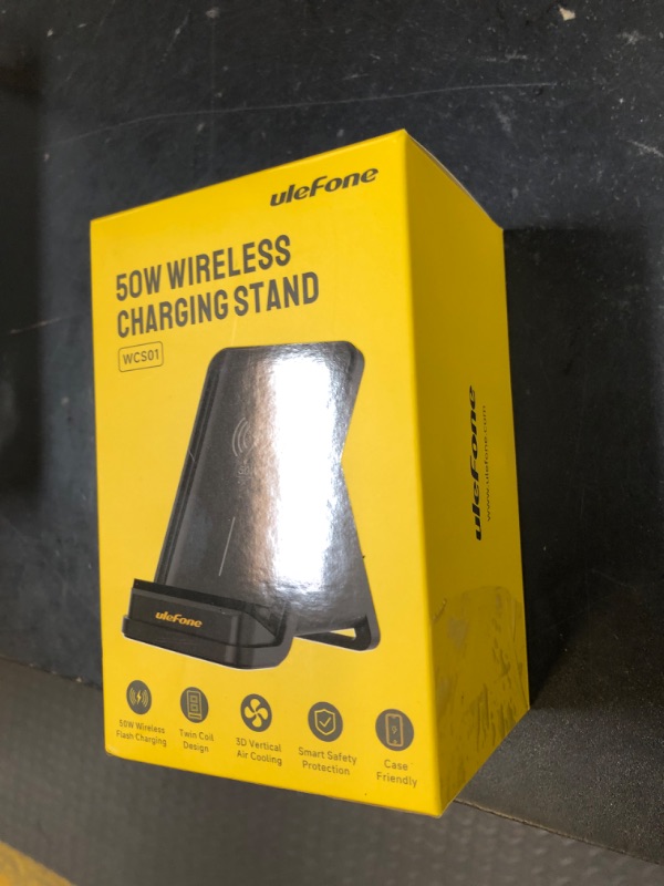 Photo 1 of Ulefone WCS01 50W Wireless Charger, 50W Max Fast Wireless Charging Stand, Fast Charge Compatible with Ulefone Armor 23/25/27/28 Series(No AC Adapter)