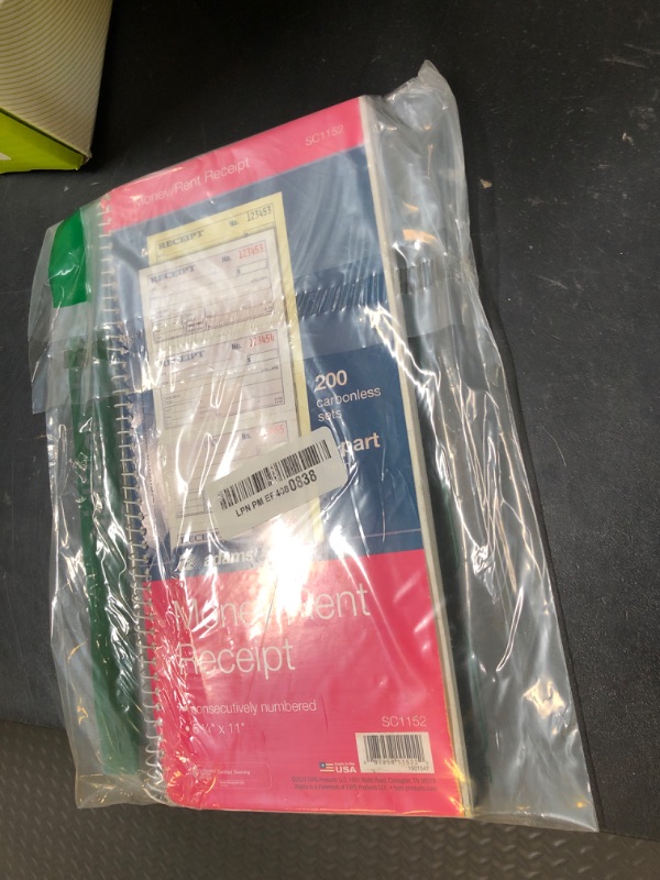 Photo 1 of Adams Money and Rent Receipt Book, 2-Part Carbonless, 5-1/4 x 11, Spiral Bound, 200 Sets per Book, 4 Receipts per Page (SC1152)