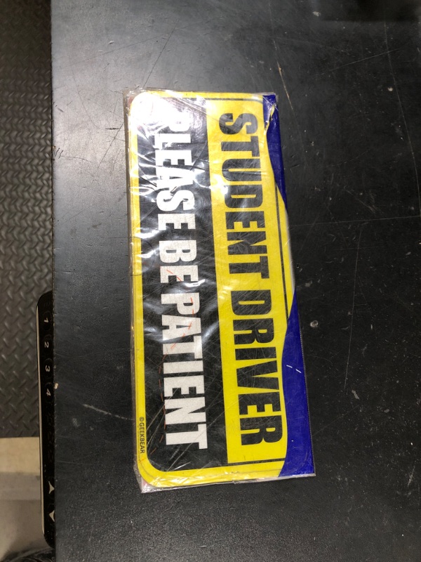 Photo 1 of GEEKBEAR Student Driver Car Magnet - Colorful, Reflective, Weather-Resistant - Rectangular 8.7 x 3.5 in (Yellow/Black, 3 Pack)