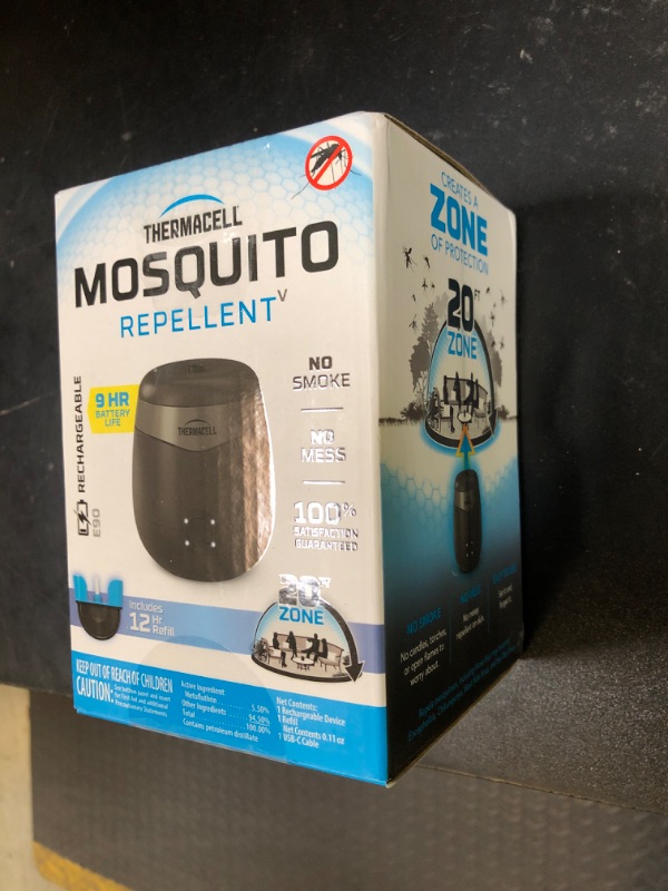 Photo 1 of Thermacell Mosquito Repeller E-Series Rechargeable with 20' Mosquito Protection Zone; Up to 9-Hr Battery Life; Includes 12-Hr Refill; Flame or Scent; DEET-Free Bug Spray Alternative
