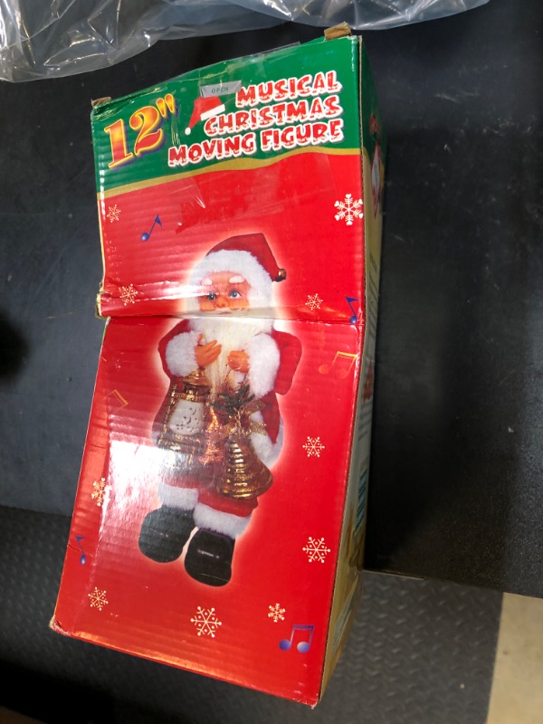 Photo 1 of Gfilay Christmas Santa Claus Doll Electric Singing Dancing Toy Twisted Electric Santa Claus Stuffed Plush Toy with Lighting Handheld Lamps for Kids Family Xmas Gift Decorations 12"