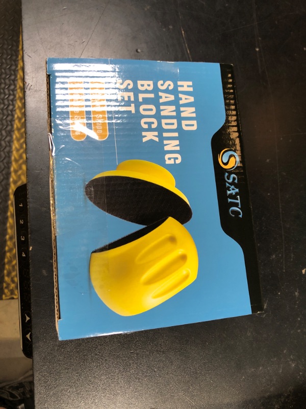 Photo 1 of S SATC Sanding Blocks 5 Inch Hook and Loop Sanding Block 2 PCS Round and Mouse Hand Sanding Block for Wood Furniture Restoration Home Arts and Crafts