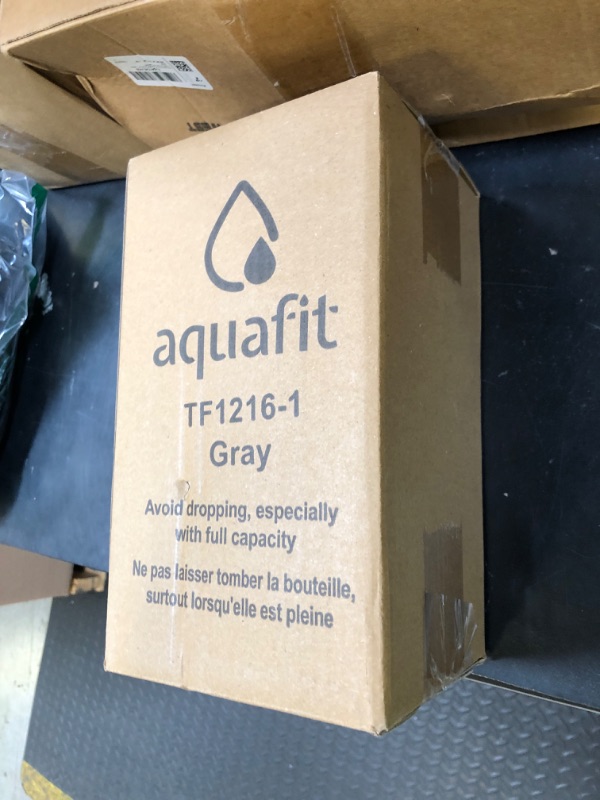 Photo 1 of AQUAFIT 64 oz Water Bottle with Time Marker - Straw & Chug Lid - BPA Free Half Gallon Gym Water Bottle with Handle - Big Gallon Jug (Gray, 64 Ounces)