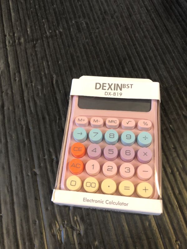 Photo 1 of DANRONG Mechanical Switch Calculator with Big Buttons, Calculators Desktop, 12 Digits, Large LCD Display, Desk Calculator, Cute Pink Calculators for Teachers Students Basic Office (Pink)