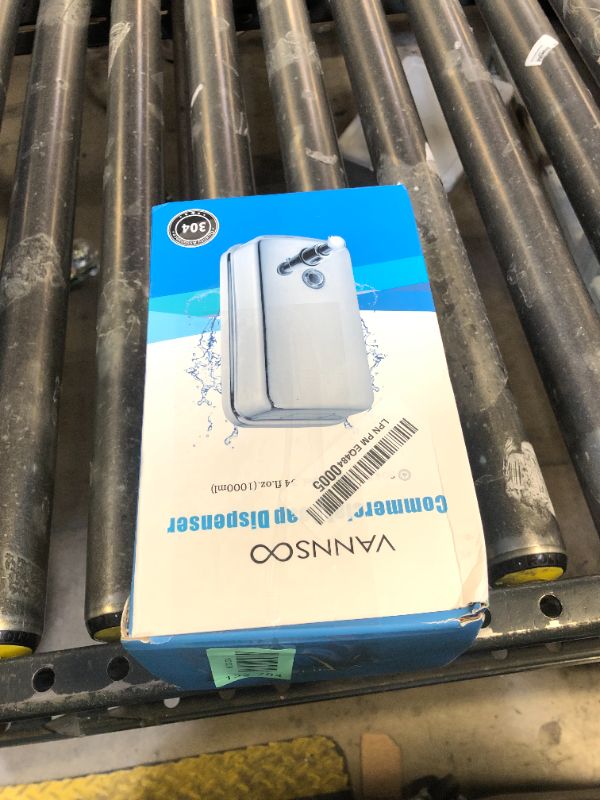 Photo 1 of VANNSOO Commercial Soap Dispenser Wall Mount Stainless Steel Manual Liquid Pump Rust-Proof Leak Free for Bathroom (34 fl.oz./1000ml)