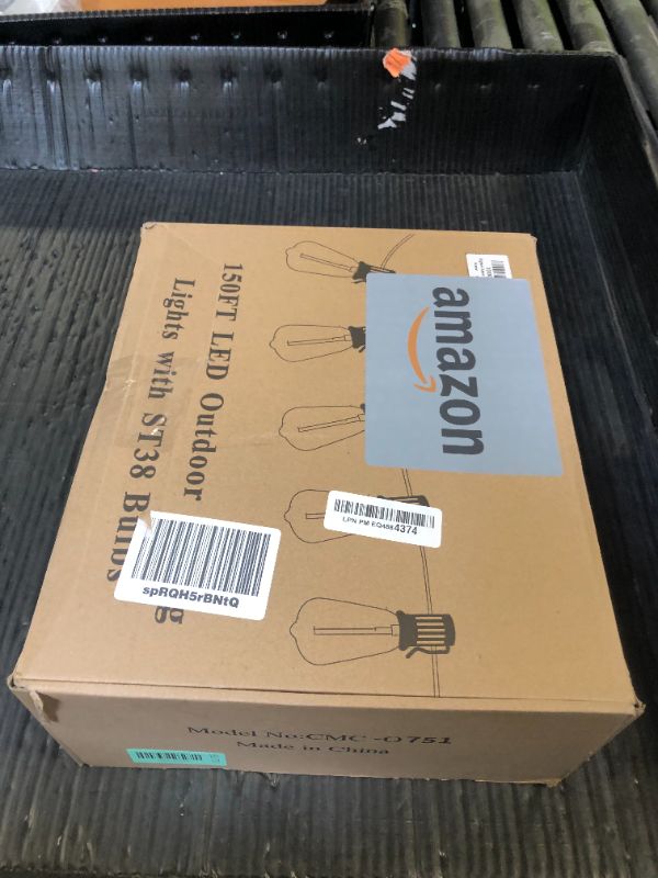 Photo 1 of Brightever Outdoor String Lights 150FT, Patio Lights with 75+2 Dimmable ST38 Shatterproof LED Bulbs, Vintage Edison String Lights for Outside, Waterproof Bistro Lights for Halloween Backyard 2700K