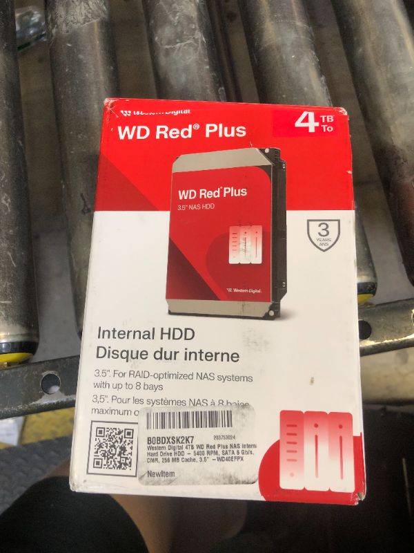 Photo 1 of Western Digital 4TB WD Red Plus NAS Internal Hard Drive HDD - 5400 RPM, SATA 6 Gb/s, CMR, 256 MB Cache, 3.5" -WD40EFPX