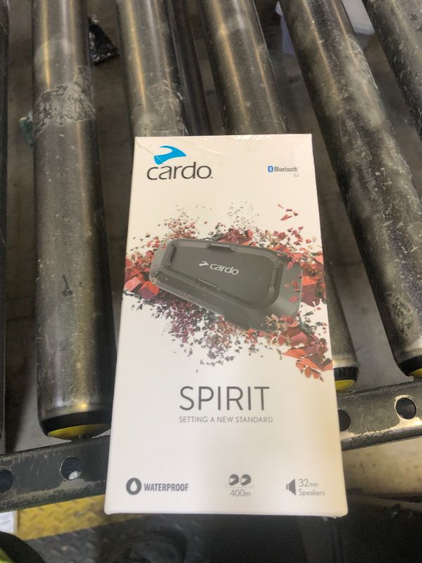 Photo 1 of Cardo Systems Spirit Motorcycle Bluetooth Communication Headset, 2-Way Bluetooth, Thin 32mm Speakers, Waterproof, Universal Connectivity - Single Pack