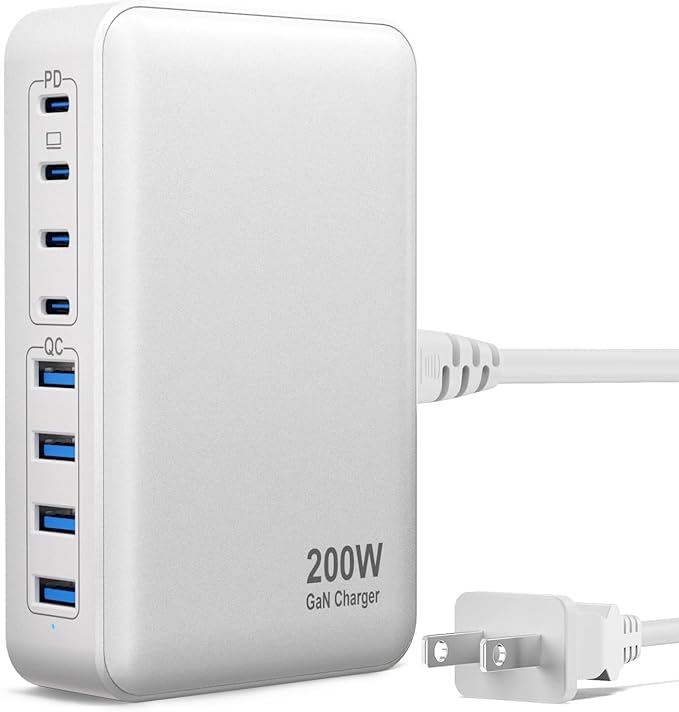 Photo 1 of 500W USB C Fast Charging Station Hub, 8 Port Multi USB C Charger Block GAN III Fast Charging Brick Charger for Multiple Devices 100W PD3.0 PPS Compatible with MacBook Pro/Air/iPad iPhone 16/15/14/13