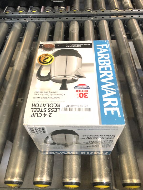 Photo 1 of Farberware Electric Coffee Percolator, FCP240, Stainless Steel Basket, Automatic Keep Warm, No-Drip Spout, 4 Cup