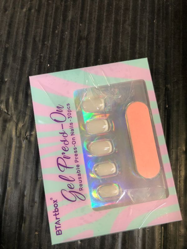 Photo 1 of BTArtbox Press On Nails - White French Tip Press on Nails Square, Glue On Nails for Wedding Gift, Supremely Fit & Natural Stick On Nails in 15 Sizes - 30 Fake Nails Kit, Classic French