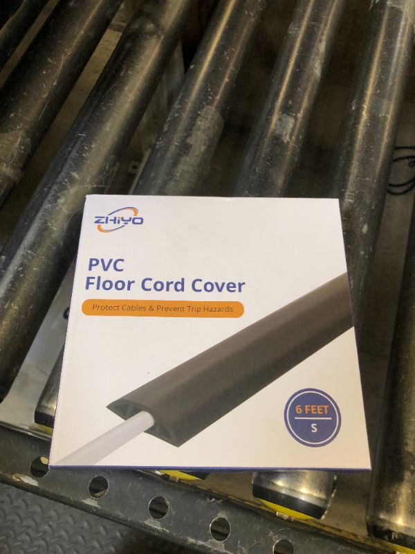Photo 1 of Cord Cover Floor 6ft White, PVC Floor Cable Cover, Cord Hider Floor Cord Protector Prevent Cable Trips & Protect Wires, Floor Cable Management Hide Cords on Floor, Cord Cavity -W0.47 x H0.28