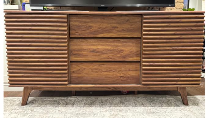 Photo 1 of Modway Render Three-Tier Display Storage Cabinet Stand, Walnut
