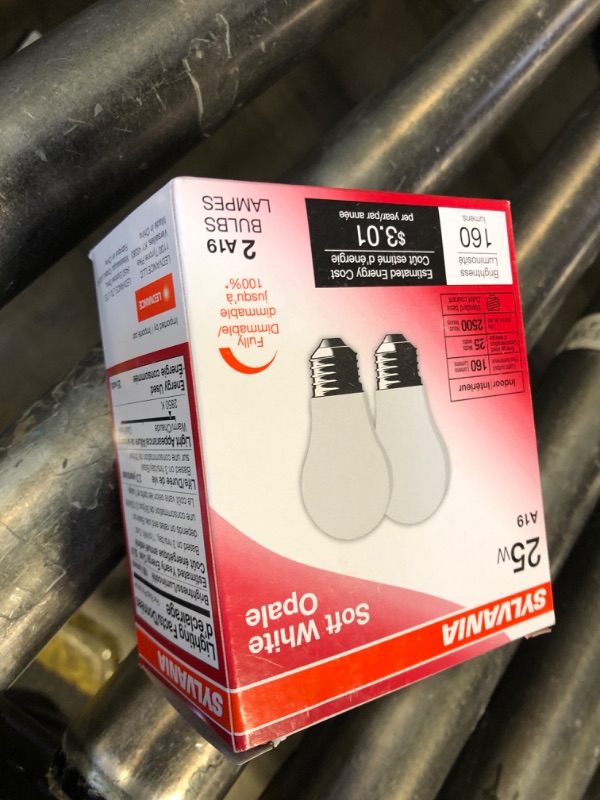 Photo 1 of SYLVANIA Incandescent Light Bulb, 25W A19, Dimmable, Medium Base, 160 Lumens, 2850K, Soft White - 2 Count(Pack of 1)(10562)