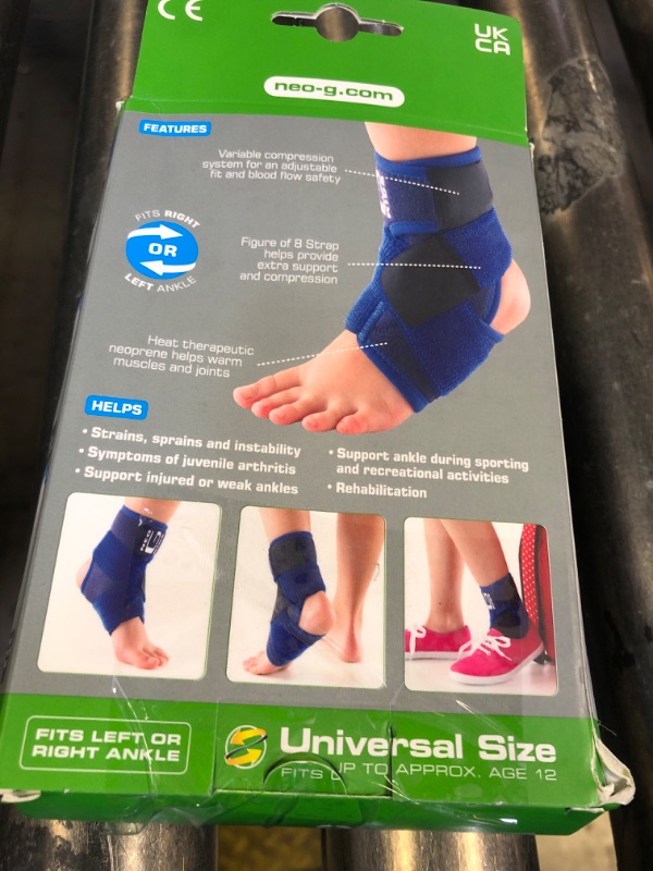Photo 1 of Neo-G Ankle Brace for Kids - Support For Juvenile Arthritis Relief, Joint Pain, Ankle Injuries, Gymnastics, Basketball, Volleyball - Adjustable Compression - Class 1 Medical Device - 1 Size - Blue