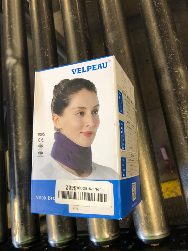 Photo 1 of Velpeau Neck Brace for Neck Pain and Strong Support, Soft Cervical Collar for Sleeping Upright, Snoozing - Stabilizes & Relieves Pressure in Spine for Women & Men (Blue, M: 13.5-16.5" / 3" Depth)