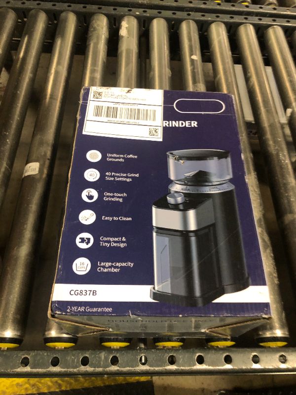 Photo 1 of SHARDOR Professional Burr Coffee Grinder Electric with 40 Grind Settings for Home Use, 50 Seconds Adjustable Timer, for Espresso, Drip, Pour Over, and French Press, One-Touch Operation, Black
