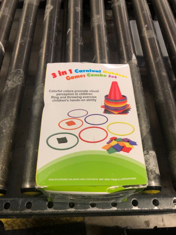 Photo 1 of unanscre 31PCS 3 in 1 Carnival Outdoor Games Combo Set for Kids, Soft Plastic Cones Bean Bags Ring Toss Game, Gift for Birthday Party/Xmas
