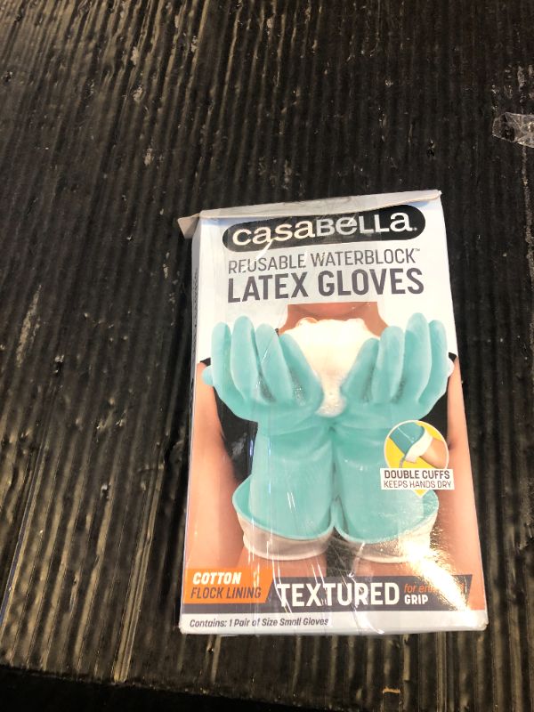 Photo 1 of Casabella Waterblock Premium Gloves Aqua Blue, Small